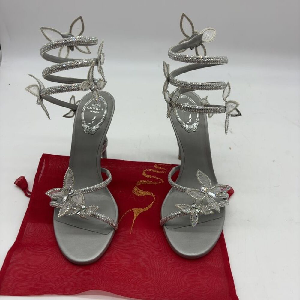 Rene Caovilla Silver Sandal with Butterflies